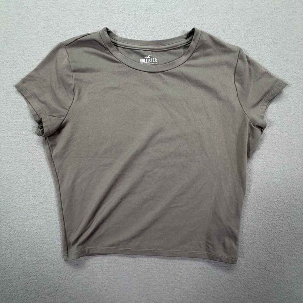 Hollister Womens T-Shirt Slim Fit Grey Cropped Must-Have Collection Size‎ M